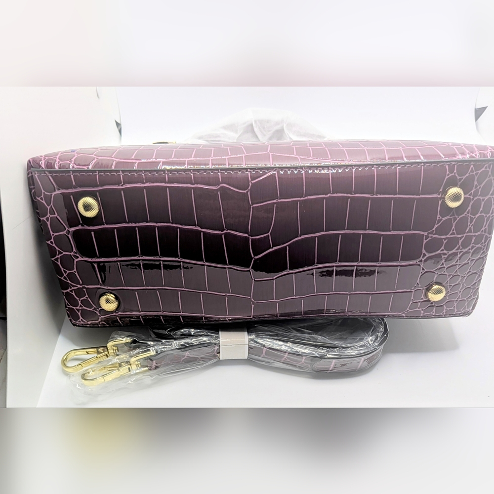 NWT ⭐VIBRANT⭐ Verano Hill Purple Croc-Embossed Satchel with Iridescent Flap - Picture 6 of 6